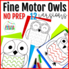 Owl Fine Motor Cutting and Tracing Activity Pages