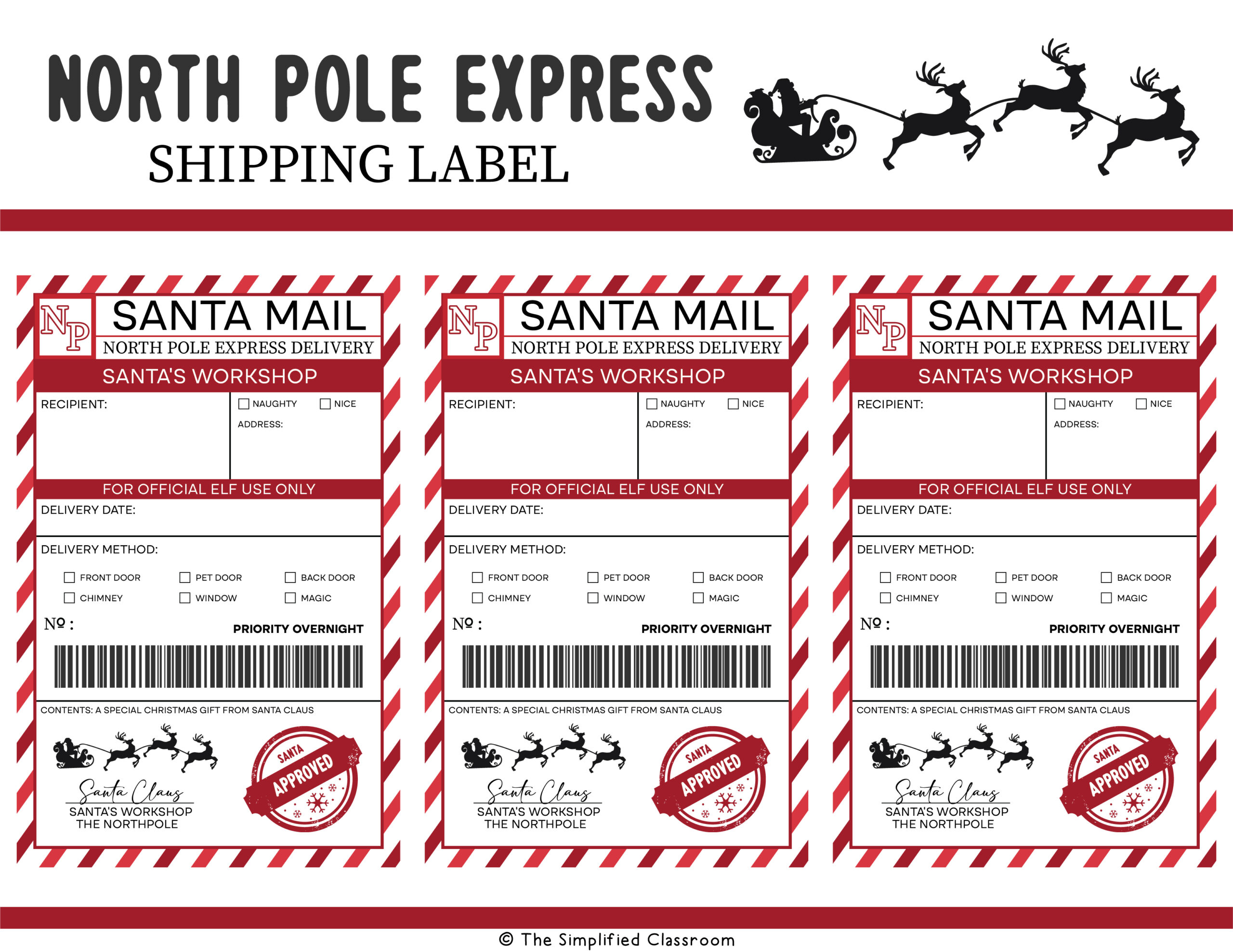 North Pole Shipping Labels and Stamps – The Simplified Classroom